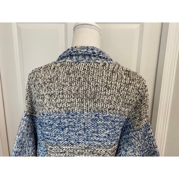 Vince Blue Grey Marled Cardigan Sweater Knit Open Front Wool Blend Striped XS/S - Picture 7 of 9
